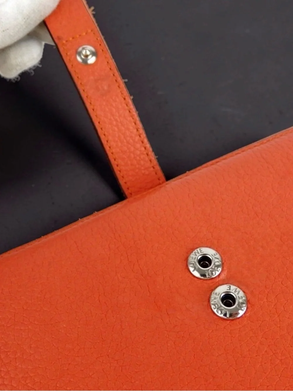 LOEWE Orange Bifold Card Holder with Anagram Strap